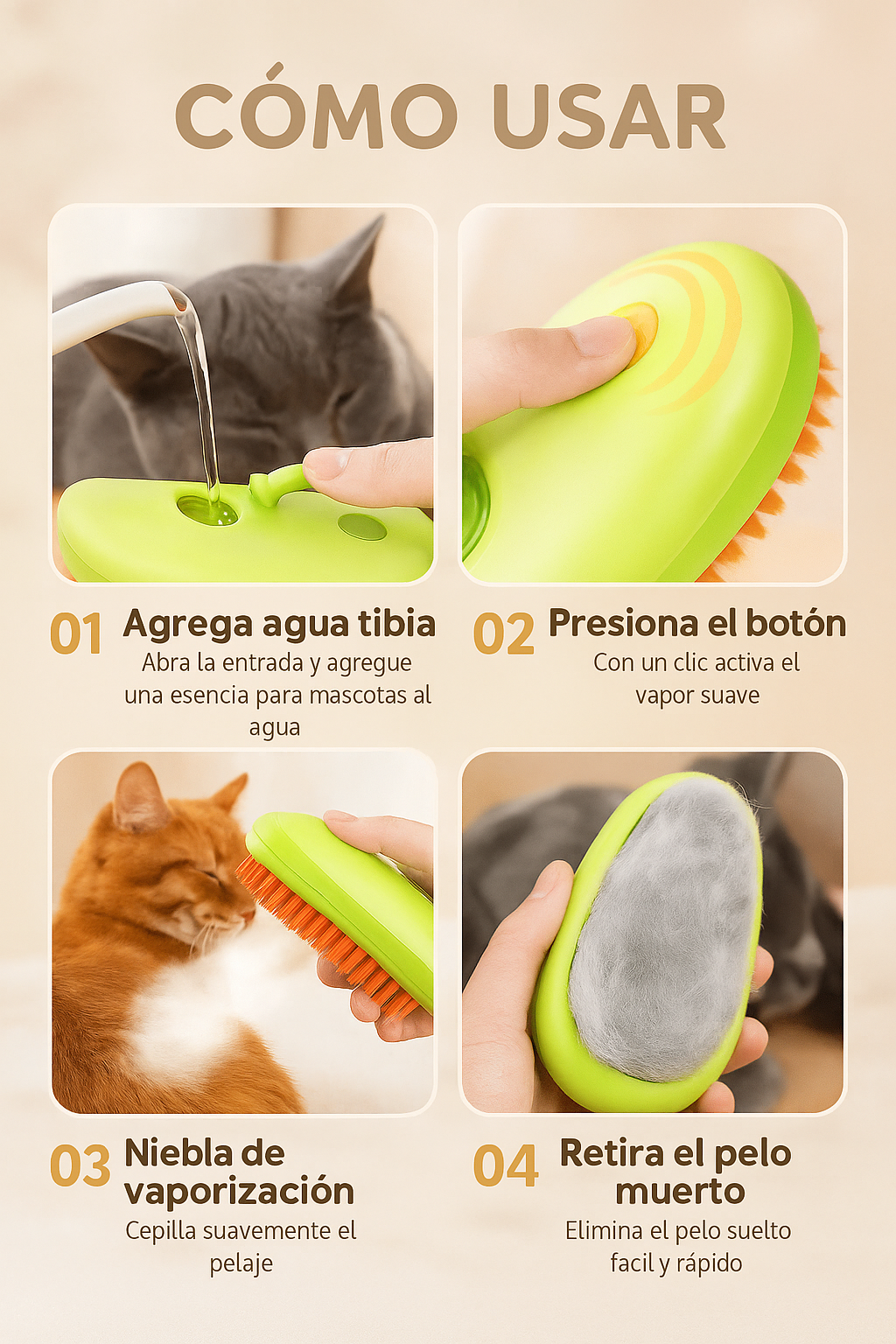 PelitoZen™  Cepillo Vaporizador De Perros y Gatos Recargable⚡